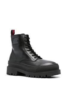 Tommy Jeans Foxing leren veterlaarzen - Zwart