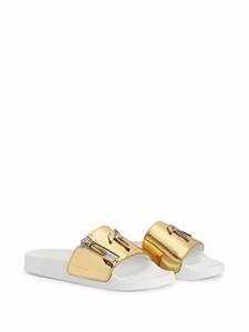 Giuseppe Zanotti Brett slippers met logo - Goud