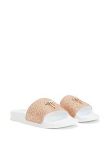 Giuseppe Zanotti Brett verfraaide slippers - Roze