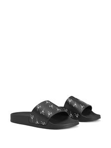 Giuseppe Zanotti Brett slippers met logoprint - Zwart