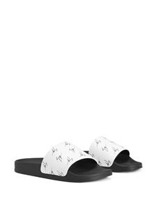 Giuseppe Zanotti Brett slippers met logo - Wit