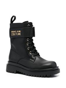 Versace Combat boots met logo - Zwart