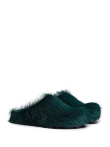 Marni Sabot leren slippers - Groen