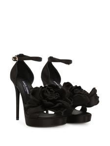 Dolce & Gabbana Keira sandalen met bloemenpatch - Zwart