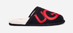 Ugg Scuff Logo Pantoffels voor Heren in Black  Suede