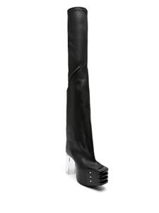 Rick Owens 120mm thigh-length leather boots - Zwart