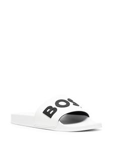 BOSS Slippers met logo-reliëf - Wit