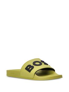 BOSS Slippers met logo-reliëf - Geel