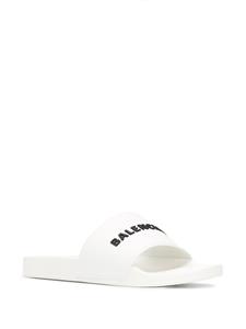 Balenciaga Badslippers verfraaid met logo - Wit