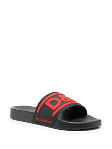 Dolce & Gabbana Slippers met logo-reliëf - Zwart