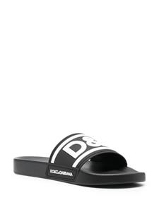 Dolce & Gabbana Slippers met logoprint - Zwart