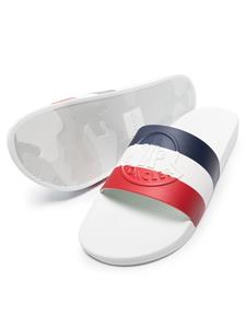 Moncler Basile gestreepte slippers - Wit