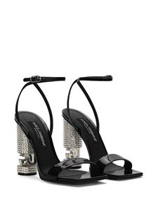Dolce & Gabbana logo-lettering crystal-embellished sandals - Zwart