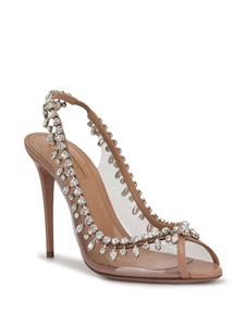 Aquazzura Temptation pumps verfraaid met kristallen - Beige