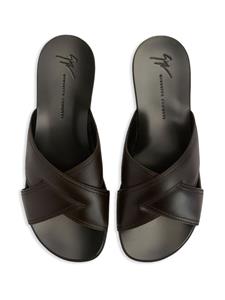 Giuseppe Zanotti Flavio leren slippers - Bruin