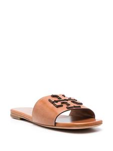 Tory Burch Leren slippers - Bruin