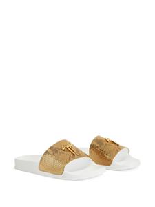 Giuseppe Zanotti Brett slippers met slangenhuid-effect - Goud