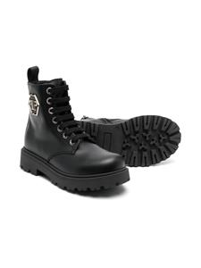 Philipp Plein Junior Leren laarzen - Zwart
