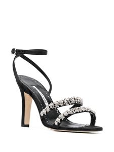 Manolo Blahnik Sandalen verfraaid met kristal - Zwart