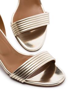 Aquazzura metallic Sundance 50 geribbelde sandalen van leer - Goud