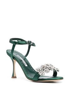 Manolo Blahnik Sandalen verfraaid met kristallen - Groen