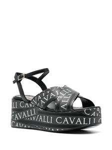 Roberto Cavalli Sandalen met sleehak - Zwart