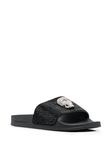 Philipp Plein Badslippers met doodskop - Zwart