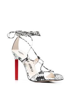 The Attico Adele 105 sandalen met slangenhuidprint - Zwart