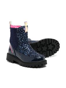 Enkellaarzen met glitters - Blauw