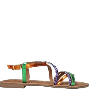 Lazamani Sandaal Dames Groen/Oranje/Paars