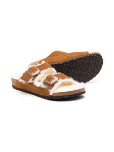 Birkenstock Kids Arizona sandalen met lammy afwerking - Bruin