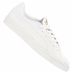 Puma Basket Crush White Patent Leather Low Lace Up Trainers - Dames