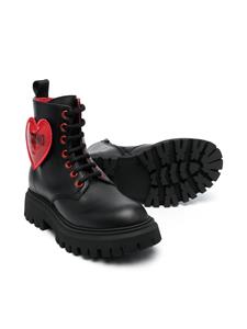 Moschino Kids Laarzen met hartpatch - Zwart