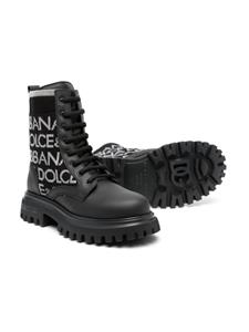 Dolce & Gabbana Kids Enkellaarzen met logo - Zwart