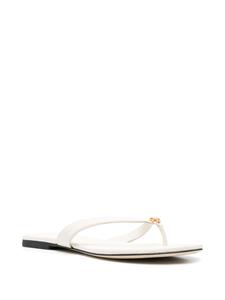Tory Burch Capri leren teenslippers - Beige