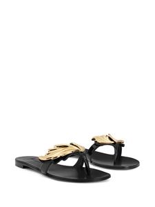 Giuseppe Zanotti Leren teenslippers - Zwart