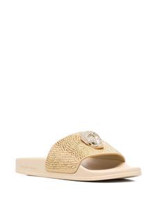 Philipp Plein Badslippers met doodskop - Beige