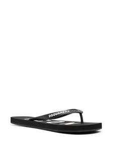 Dsquared2 Teenslippers met logoband - Zwart