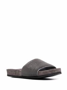 Brunello Cucinelli Monili leren slippers - Zilver