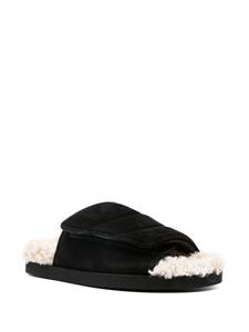 GIABORGHINI Slippers met imitatie lamswol - Zwart