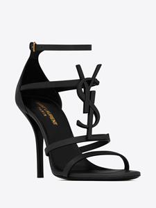 Saint Laurent Cassandra sandalen met logo - Zwart
