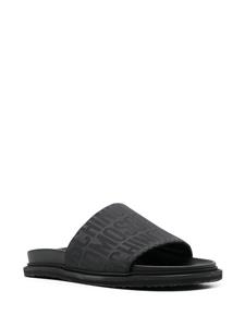 Moschino Badslippers met logoprint - Zwart