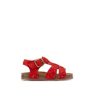 Sandalen in leer, kleureffect