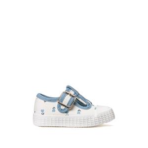 Sneakers, ballerina stijl met gesp, bloemenprint