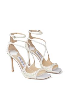 Jimmy Choo Azia 95mm pearl-embellished sandals - Wit