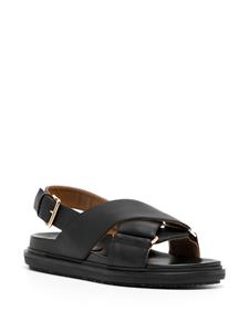 Marni Fussbett criss-cross leather sandals - Zwart