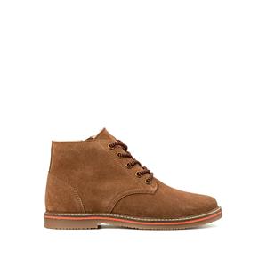 Gevoerde leren bottines met rits en veters