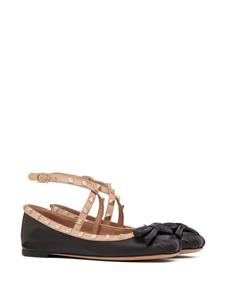 Valentino Rockstud leather ballerina shoes - Zwart