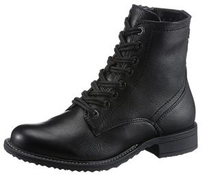 Tamaris Veterlaarsjes blokhak, veterschoenen, business schoenen in glanzende metallic look