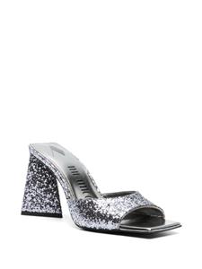 The Attico Mini Devon muiltjes verfraaid met glitter - Zilver
